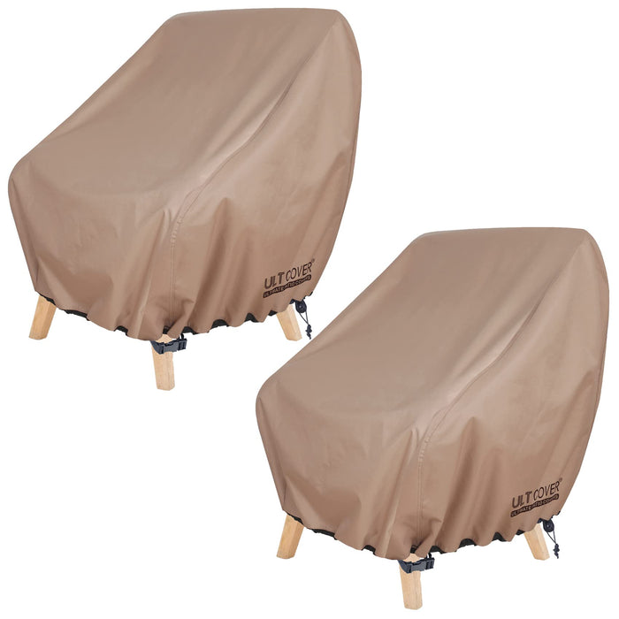 ULTCOVER Waterproof Patio Chair Cover – Outdoor Lounge Deep Seat Single Lawn Chair Cover 2 Pack Fits Up to 35W x 38D x 34H inches Brown
