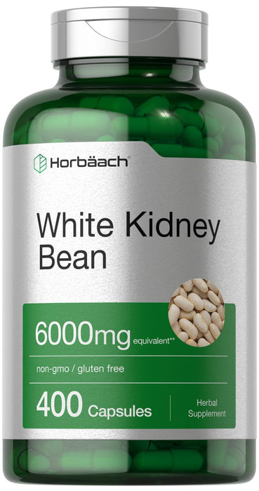 Horbaach White Kidney Bean Extract Capsules | 6000mg | 400 Count | Non-GMO & Gluten Free