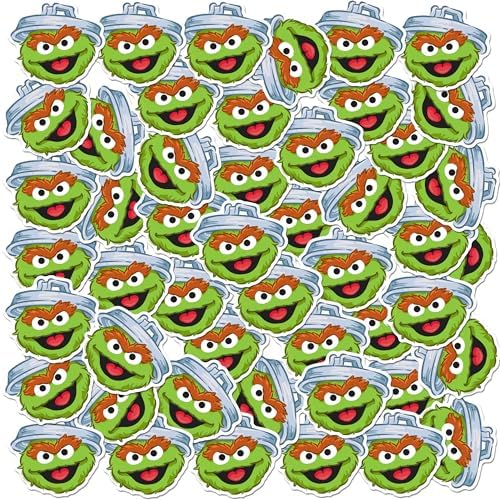 Sesame Street Oscar Face 50ct Vinyl Large Deluxe Stickers Variety Pack - Laptop, Water Bottle, Scrapbooking, Tablet, Skateboard, Indoor/Outdoor