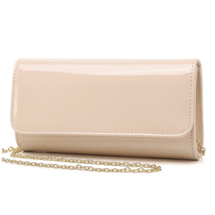 Patent Leather Envelope Clutch Womens Evening Handbag Stylish Shoulder Bag Purse for Christmas Wedding Party Prom(Nude 018)