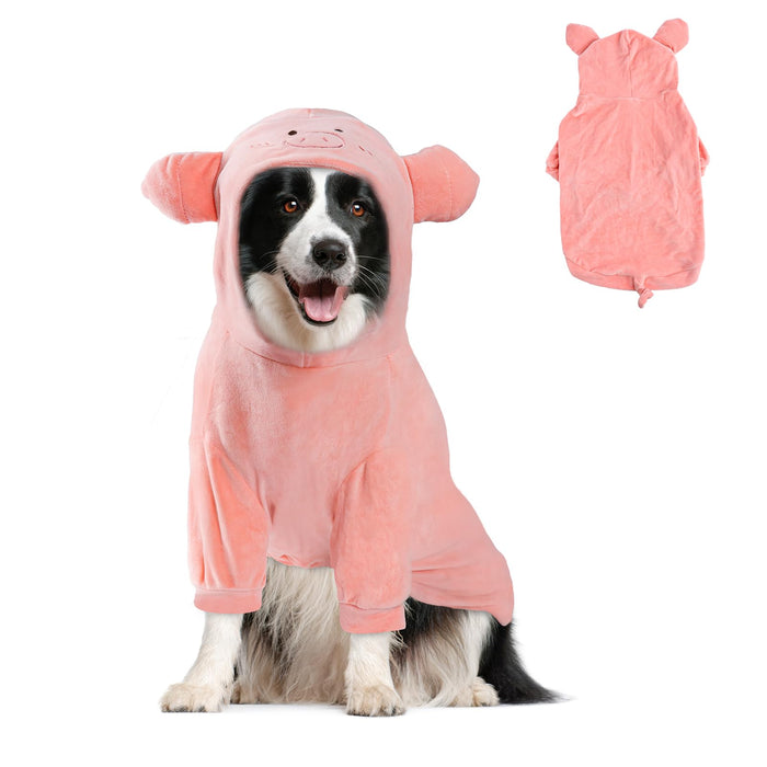 NACOCO Halloween Pig Dog Costume - Pet Christmas New Year Hoodie Warm Party Coat Outfit for Small and Medium Cat Dog Clothes(XL)