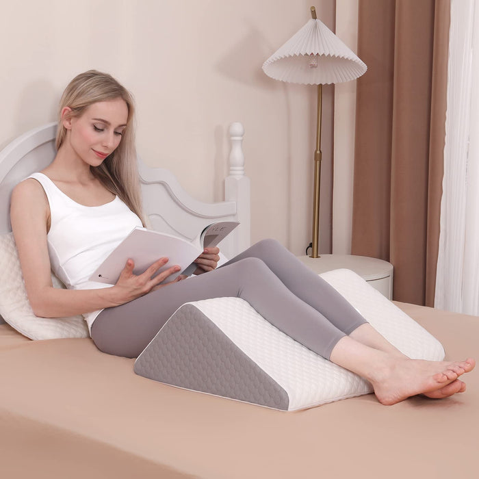 Forias Memory Foam Leg Wedge Pillow – 8" Triangle Design for Relaxed Sleeping Comfort