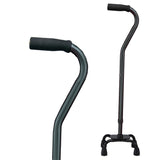 Carex Quad Cane with Small Base - Adjustable Height Quad Cane and Walking Stick with Small Base - Holds Up to 250 Pounds, Black, Universal, Pack of 1