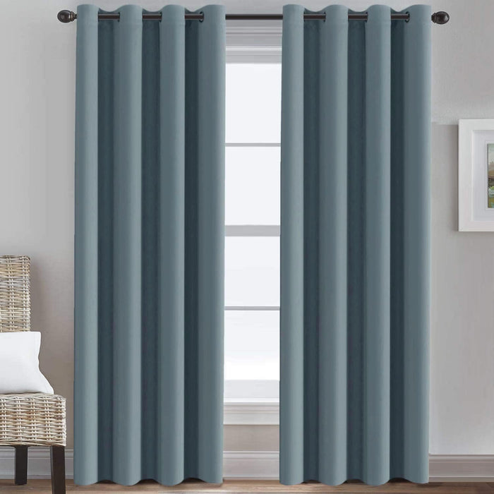 H.VERSAILTEX Grommet Bedroom Curtain Thermal Insualted Room Darkening Curtain for Living Room Window Treatment Long Curtain for Patio Door, Christmas Holiday Curtain (1 Panel, Stone Blue, 52'W x 96'L)