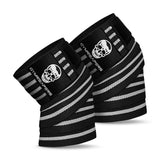 Gymreapers Knee Wraps (Pair) With Straps for Squats, Weightlifting, Powerlifting, Leg Press, and Cross Training - Flexible 72" Knee Wraps for Squatting - For Men & Women - 1 Year Warranty (White)