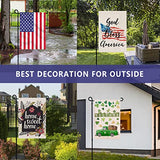 PHITRIC 3PC Garden Flag Holder Stand, Premium Powder-Coated Yard Flag Pole, Weather-Proof Black Metal Flagpole for Winter Garden Flag/Christmas Garden Flag/American Flag/Outdoor Garden Decor