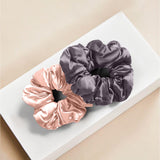 Kitsch Satin Hair Scrunchies for Women - Softer Than Silk Scrunchies for Hair | Satin Scrunchies for Girls & Stylish Satin Hair Ties | Cute Satin Hair Scrunchie for Styling, 2 pack (Blush/Charcoal)