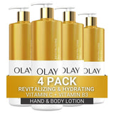 Olay Revitalizing & Hydrating Body Lotion for Women with Lightweight Vitamin C, Visibly Improves Skin, 17 fl oz (Pack of 4)