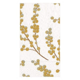 Caspari Berry Branches Paper Guest Towel Napkins in White & Gold - Two Packs of 15