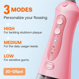 Bitvae Water Flosser for Teeth, Cordless Water Dental Flosser for Teeth Cleaning with 6 Jet Tips & 3 Modes, IPX7 Waterproof Water Teeth Cleaner Picks, Rechargeable Portable Oral Irrigator, Pink C1