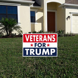 Donald Trump 2024 Yard Sign, Military Veterans For Trump, 18" x 12" Double-Sided Sign, Metal H-Stake Included