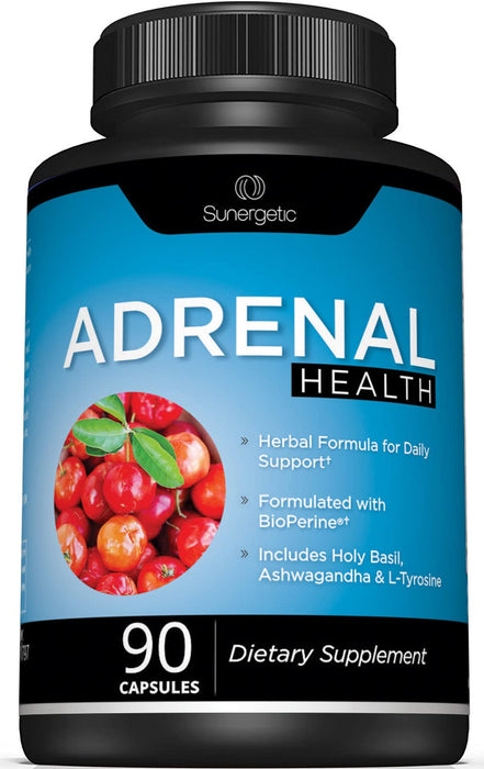 Premium Adrenal Support Supplement - Adrenal Formula for Energy, Adrenal Health & Mood – Adrenal Complex Includes Ashwagandha, L-Tyrosine, Holy Basil & Acerola –90 Capsules