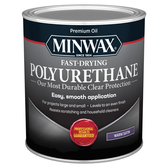 MINWAX Fast Drying Polyurethane Protective Wood Finish, Warm Satin, 1 Quart