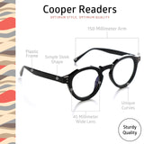 OPTIMUM OPTICAL Readers Glasses Spring-Mounted Hinges Scratch-Resistant Lenses Round Frame Reading Glasses For Men and Women - (Cooper, 1.5 x)