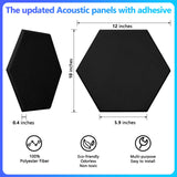 18 Pack Acoustic Panels-12"X10"X 0.4" Self-Adhesive Soundproof Wall Panels High-Density Sound Absorbing Panel Acoustic Treatment Panel Used in Home & Offices （Black Hexagon）