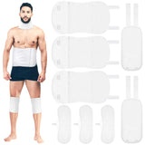 TrelaCo 8 Pcs Castor Oil Packs for Men Castor Oil Pack Wrap Kit Flannel Reusable with Adjustable Strap and Anti Oil Leak Design for Liver Waist Neck Calf Massage, Castor Oil Not Include(White)
