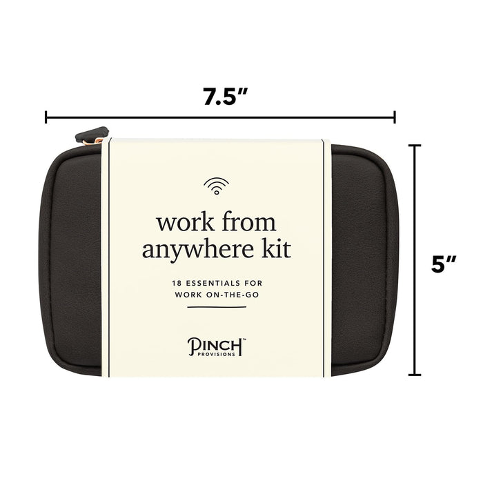 Pinch Provisions Work from Anywhere Kit, includes 18 Essentials to Help You Stay on Task, Must-Have Essentials, Compact Multi-Functional Vegan Leather Pouch, Black