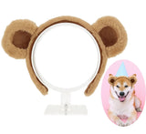 Beviliu 4 Packs Brown Bear Ears Headband, Cute Fluffy Ear Hairband Animal Head Wear for Party Cosplay Costume Makeup Washing Face Headband Hair Hoop, Adults Women, Christmas Gift