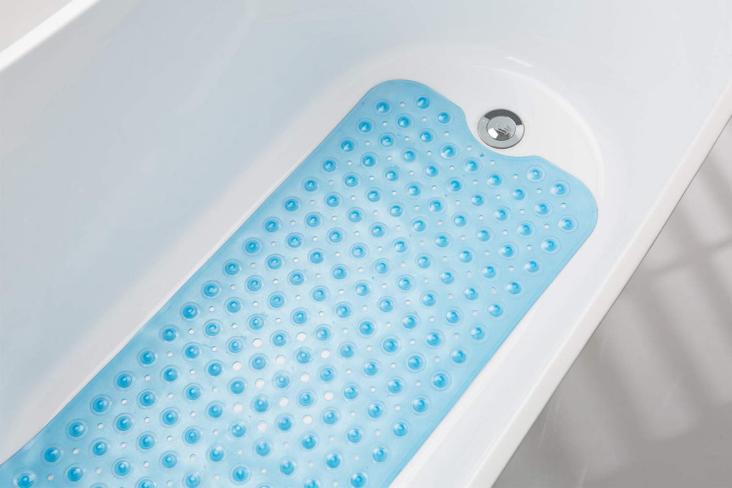 AmazerBath Bathtub Mat Non Slip, Bath Mat for Tub 40 x 16 Inches Full Size, Non Slip Shower Mats with Suction Cups and Drain Holes, Shower Stall Mats for Elderly & Kids, Clear Blue