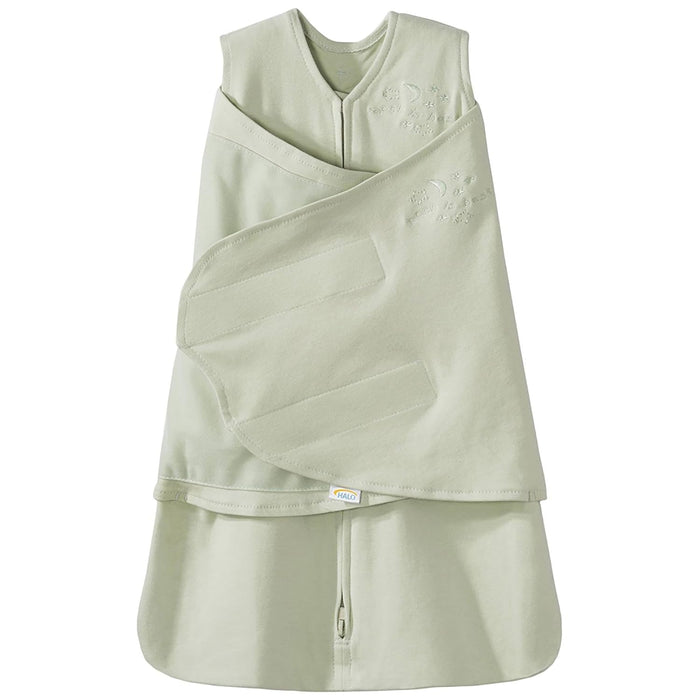 HALO 100% Cotton Sleepsack Swaddle, 3-Way Adjustable Wearable Blanket, TOG 1.5, Sage, Small, 3-6 Months