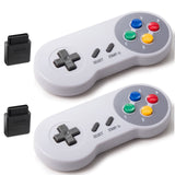 KIWITATA 2 Pack Wireless Controller for SNES Original Console, 2.4GHz Retro Rechargeable Remote Wireless Super Gamepad for SNES Nintendo Entertainment System Console-7 Pin Connector