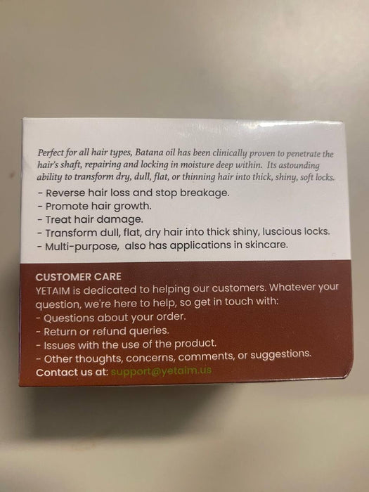 YETAIM Batana Oil for Hair Growth: 100% Natural Batana Oil Sourced from Honduras - Dr. Sebi Batana Oil - Prevent Hair Loss, Moisturize Scalp, Restore Dry Damanged Hair 4.2 oz, Brown