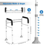 WISDEER Toilet Safety Rails Stand Alone - Adjustable Detachable Toilet Safety Frame with Handles for Elderly and Handicapped - Heavy-Duty Toilet Safety Rails Fit Most Toilets