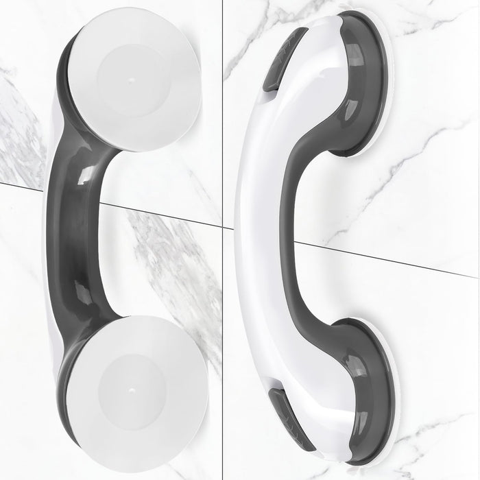 Shower Handle Grab Bars Bathtubs - 2Packs 12inch for Bathroom with Strong Hold Suction Cup, Balance Bar Safety Hand Rail for Injury, Senior, Elderly Black