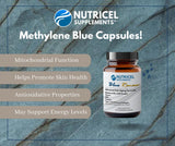 Methylene Blue Pharmaceutical Grade Capsules, with Added Glycine + NAC for Enhanced Antioxidant Activity, Collagen and Creatine for Anti-Aging Support, Youth and Longevity Formula
