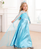 Luzlen Snow Princess Costume for Toddler Girls Kids Blue Princess Dress Up with Wig Halloween Birthday Cosplay Outfits, 4-5T(Tag 120)