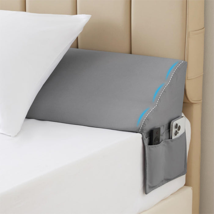 MEGCXIT King Bed Wedge Pillow for Headboard, Bed Gap Filler, Triangle Pillow Wedge for Headboard Gap, Bolster Pillows for Beds, Anti-Slip Mattress Wedge Gap Filler, 76"×10"×6", Grey