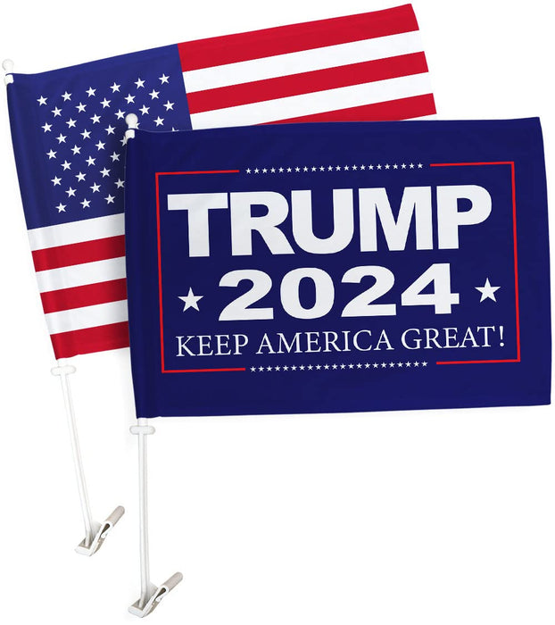 Trump Flag 2024 MAGA American Flags Pack Vehicle Auto Window Pro-Trump President Make America AgainBandera para Carros Outdoor Pole Accessories, Home Decoration Made in USA