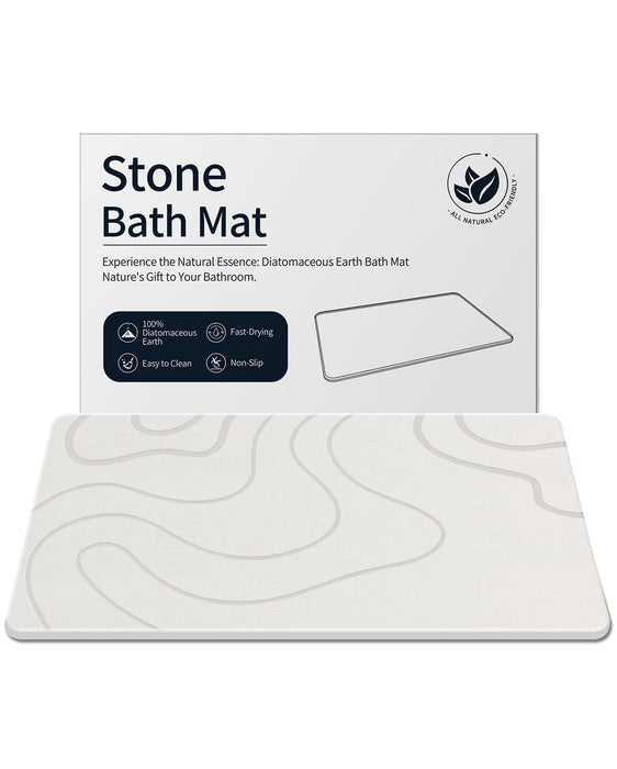 ZIKIBL Stone Bath Mat Diatomaceous Earth Shower Mat Stone Super Absorbent Diatomite Stone Bath Mats for Bathroom Quick-Drying Non-Slip Barhroom Floor Mat, Easy to Clean (24 * 16'')