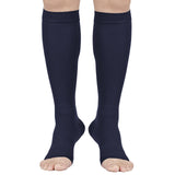 TOFLY® Compression Stockings (Pair), Graduated Compression 20-30mmHg, Opaque, Unisex, Open Toe Knee High Compression Socks for Varicose Veins, Edema, Shin Splints, Nursing, Travel, Navy Blue 3XL