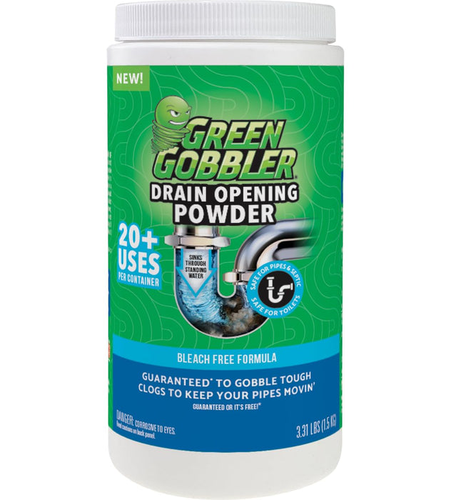 Green Gobbler Drain Clog Remover & Drain Cleaner Powder | 20+ Treatments | Drain Maintenance Breaks Down Grease, Paper, Fat & Oil