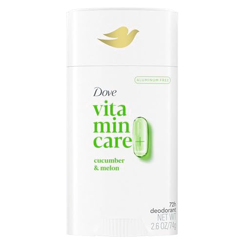 Dove VitaminCare+ Aluminum Free Deodorant Stick Cucumber & Melon for 72H Odor Protection Breathable Deodorant for Women 2.6 oz