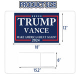 Large 18"x 12" Trump Vance 2024 Yard sign for USA President Election with Metal H-Stakes,MAGA Take America Back Signs, Vote for Republican, Double Sided Print for Outdoor Garden Decorations