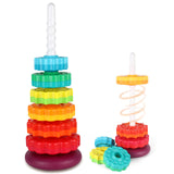 JUXUE Spinning Toy, Rainbow Stacking Toys for Toddlers 1-3, Ring Stacker Baby Toys 6 to 12 Months, 1 One Year Old Girl Boy Christmas Birthday Gifts, Montessori Autism Sensory Toy