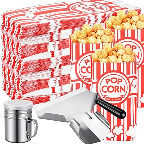 402 Pcs Popcorn Bags with Popcorn Scoop and Salt Shaker,1 oz Small Pop Corn Bags Popcorn Bags Individual Servings for Popcorn Machine Supplies Party Movie Night Theater