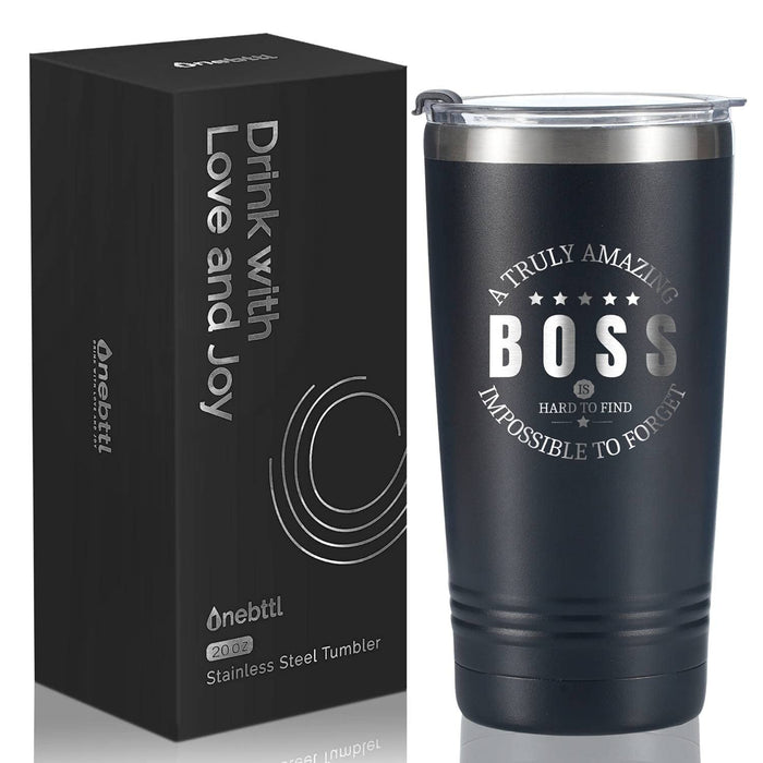 Onebttl Boss Gifts for Men, 20oz Engraved Stainless Steel Insulated Travel Mug, Perfect Boss Idea for Men/Male in Boss Day, Birthday, Christmas, Appreciation, Office