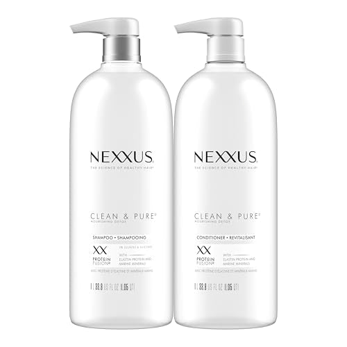 Nexxus Clean and Pure Clarifying Shampoo and Conditioner With ProteinFusion, 2-Pack for Nourished Hair Paraben Free Salon Shampoo 33.8 oz