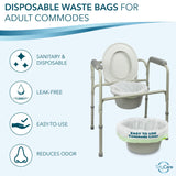 TidyCare Bedside Commode Liners for Portable Toilet Chair Bucket and Bedpan | Value Pack of 96 Disposable Waste Bags for Adults in Medical Care | Universal Fit Portable Toilet Liners