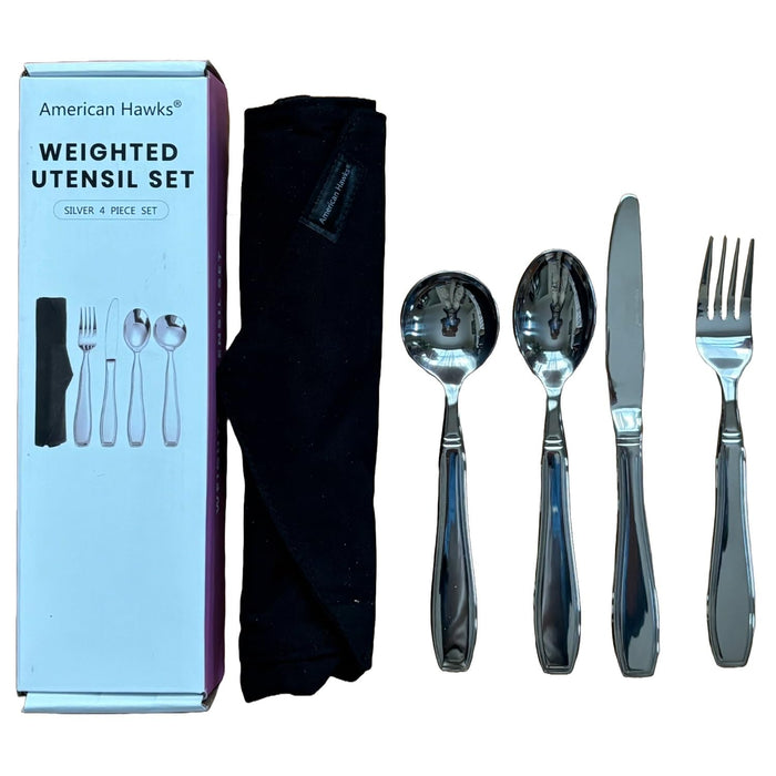 Weighted Utensils for Tremors and Parkinson Patients - Heavy Duty 7 oz Weight Knife Fork Spoons Stainless Steel Silverware Set, Adaptive Eating Flatware Elderly Hand Tremors Parkinsons Arthritis