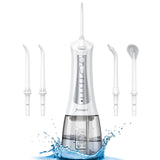 Water Flosser for Teeth Cordless, 300ML Powerful Water Teeth Cleaner Pick Rechargeable Oral Irrigator, 5 Modes Water Dental Flosser Teeth Pick for Teeth Cleaning,Home Use Travel Friendly (White)