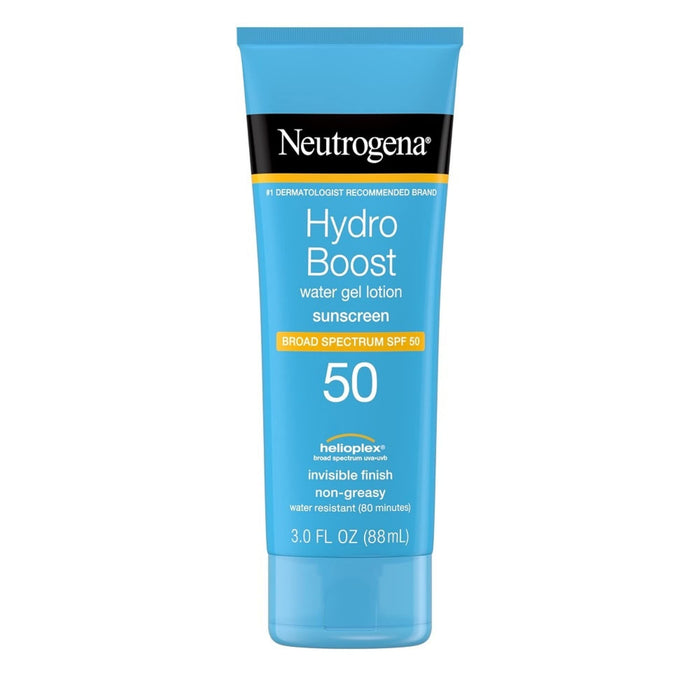 Neutrogena Hydro Boost Moisturizing Water Gel Sunscreen Lotion with Broad Spectrum SPF 50, Water-Resistant & Non-Greasy Hydrating Sunscreen Lotion, Oil-Free, 3 fl. oz