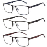 Lcbestbro 3 Pack Business Blue light Blocking Reading Glasses for Men, 1.25 Metal Readers