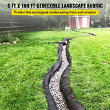 VEVOR 6FTx100FT Non-Woven Geotextile Heavy Duty 8oz Driveway Underlayment for Gravel, Ground Cover, Garden Weed Barrier, Drainage Fabric, Landscaping, Black