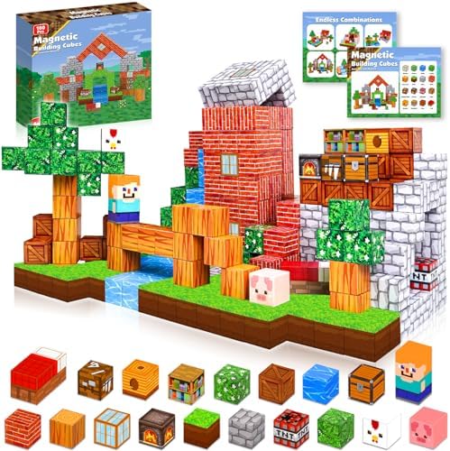 Goody King Magnetic Blocks |100PCS Magnetic Building Cube Game, Constructions Toys for Boys & Girls Age 3-4, 5 6 7 8 9 10, STEM Montessori Stacking Toy, Sensory Tiles Building Birthday for Toddlers