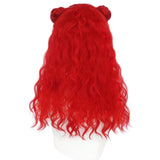 Anogol Red Wig Cosplay Long Curly Red Wig with 2 Buns Red Costume Red Hair for Girls Womens Wig Red Synthetic Wig Red Outfit for Halloween Party Costume Themed Events Wig