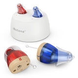 Hearing Aids, iBstone K17 Rechargeable Hearing Aids to Assist Hearing for Seniors & Adults, Mini Completely-in-Canal Digital Hearing Devices with Noise Cancellation, OTC, Pair, Blue &Red